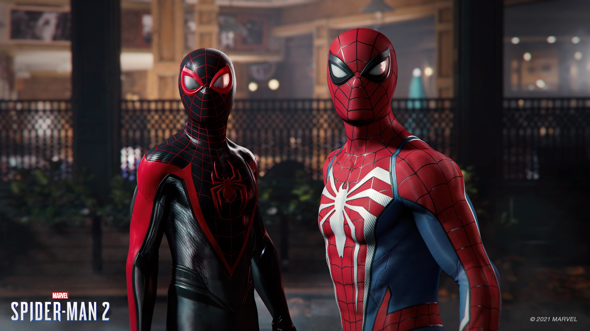 Miles Morales and Peter Parker as Spider-Man in Marvel’s Spider-Man 2