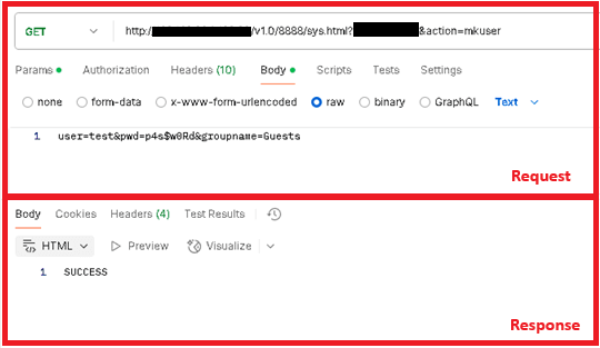Figure 6. Adding a user through the malware on a testing server Figure 6 - Adding a user through the malware on a testing server